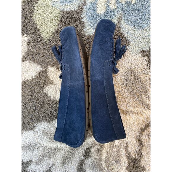 UGG Slippers Womens Size 8 Lizzy Moccasin Navy Blue Suede Slip On Driving Shoes - Picture 8 of 10
